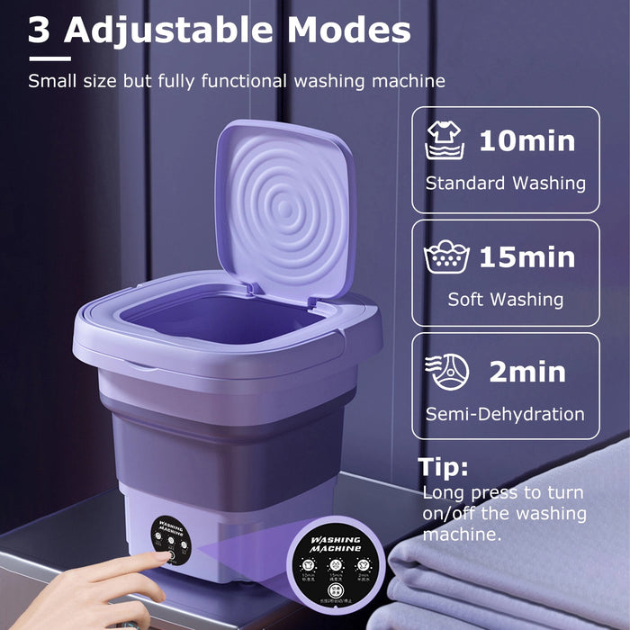 Portable Folding Mini Washing Machine with Sterilization and Drying | 6L Capacity, 3 Washing Modes