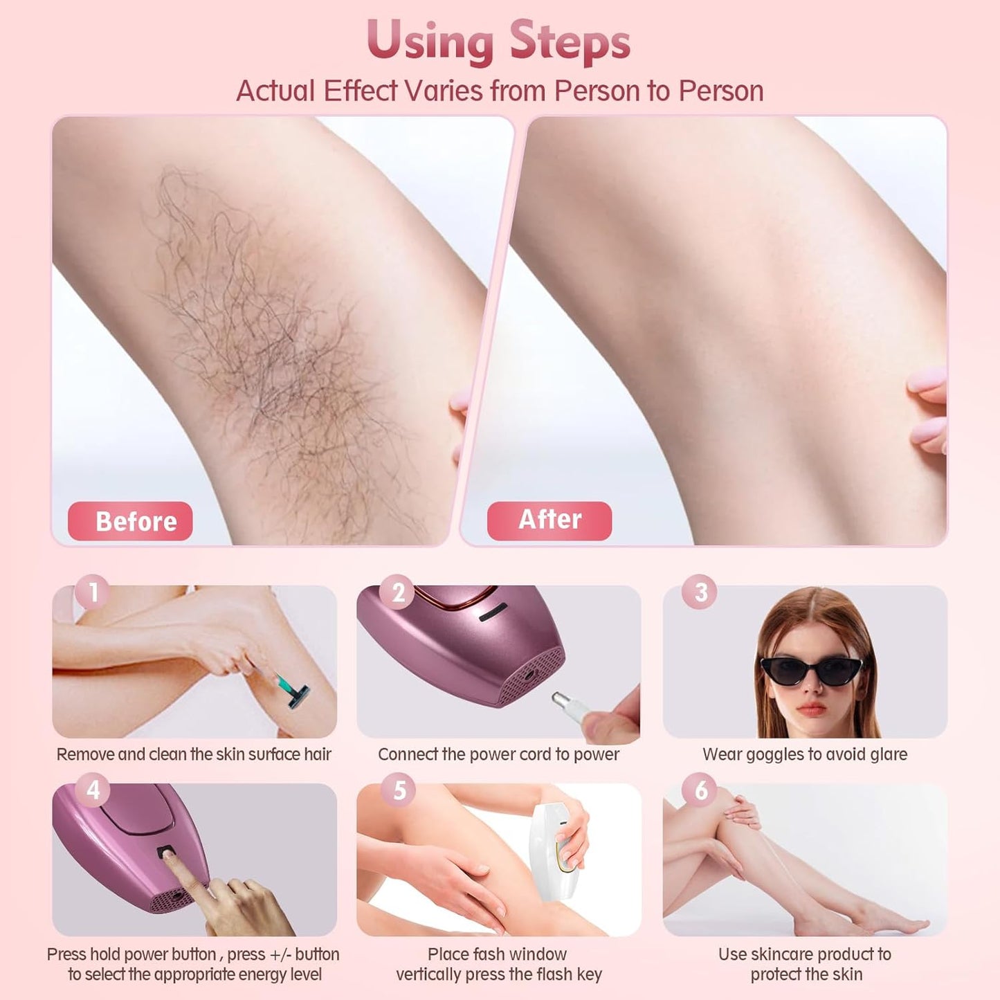 IPL Laser Hair Removal, Laser Hair Removal Device for Women Man, Painless Full Body & Face Hair Removal at Home
