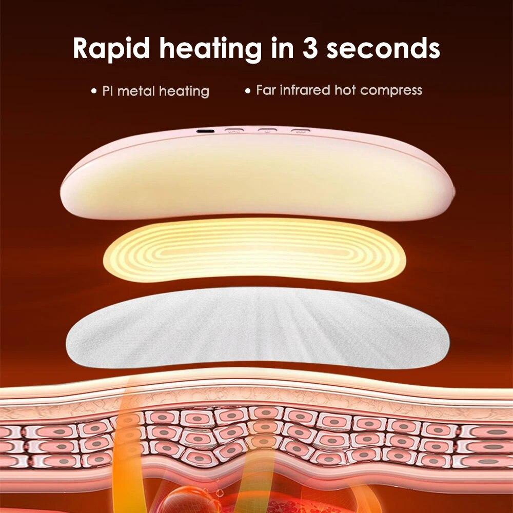 Electric Period Cramp Massager Vibrating Heating Belt for Menstrual Colic Relief Pain Waist Stomach Abdominal Warm Palace Belt