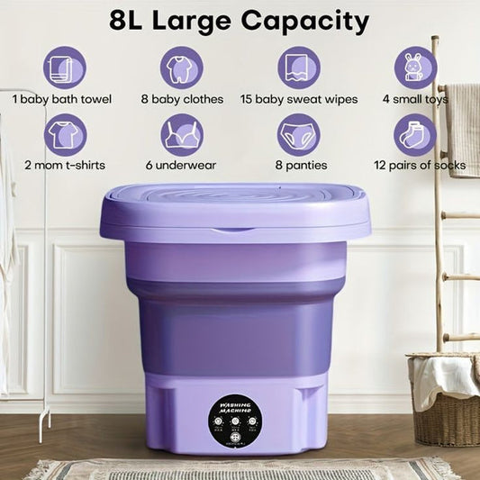 Portable Folding Mini Washing Machine with Sterilization and Drying | 6L Capacity, 3 Washing Modes