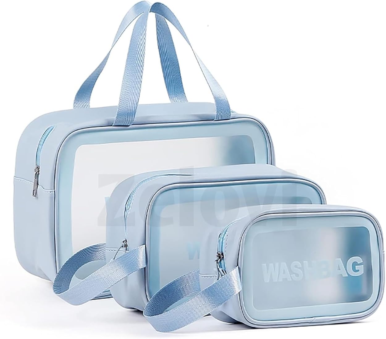 3PCS Original PVC Clear Wash Bag Set | Waterproof Travel Toiletry & Makeup Organizer (S, M, L)