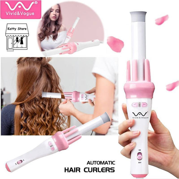 Automatic Pink Hair Curler Spin 360° Rotating Hair Styling Roller