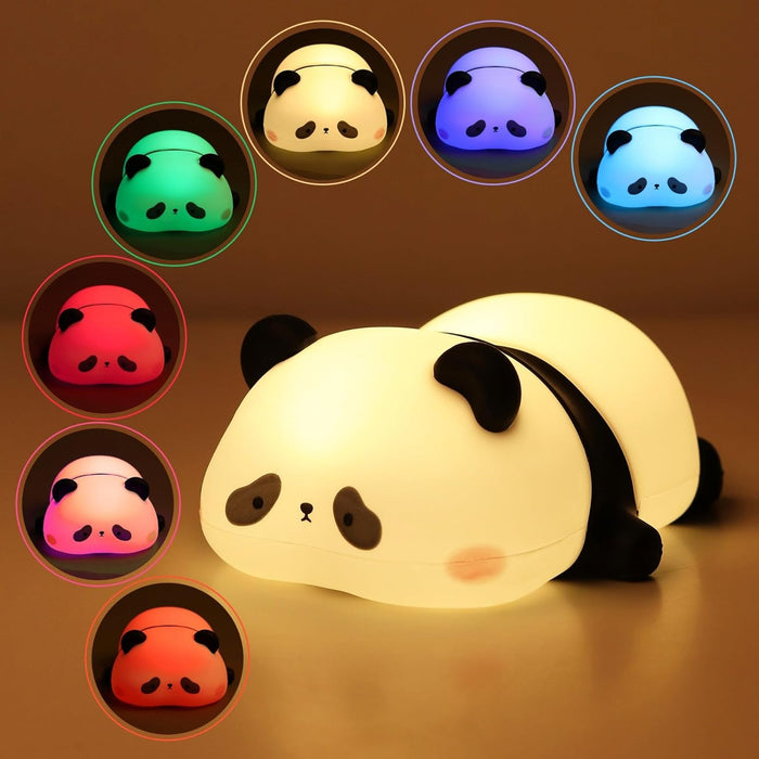 Cute Rechargeable Panda Lamp for Kids Room, Silicone Touch Night Light for Baby Nursery, Dimmable Lamp for Bedrooms