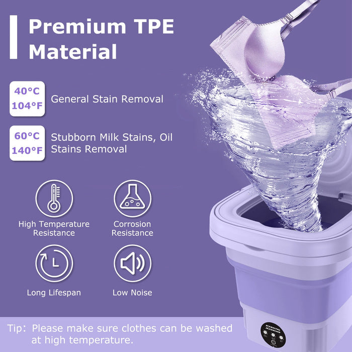 Portable Folding Mini Washing Machine with Sterilization and Drying | 6L Capacity, 3 Washing Modes