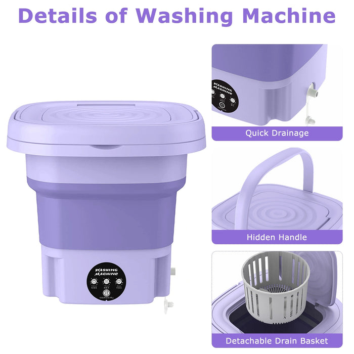 Portable Folding Mini Washing Machine with Sterilization and Drying | 6L Capacity, 3 Washing Modes